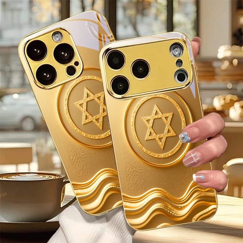 Luxury Gilded Star Electroplated Golden Phone Case For iPhone 13 17 16 15 14 12 11 Pro Max Plus 16E 17Air XR 7 8 Xs Glass Cover