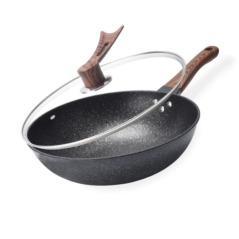 12.5 "padella antiaderente Wok cottura fornello a Gas padella a induzione pentole durevole Maifan Stone Home Steak Pancake casseruola