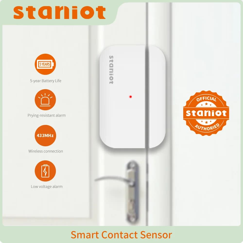 Staniot Sensore magnetico per porte e finestre aperto/chiuso Connessione wireless Sensore di contatto per casa intelligente con durata della batteria di 5 anni
