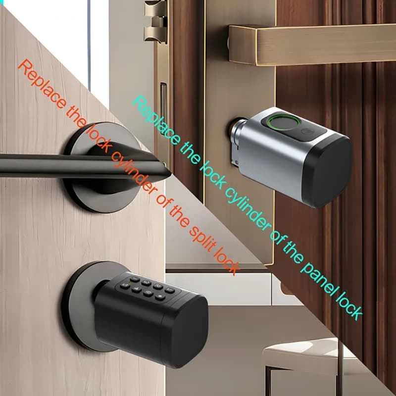 Serratura elettronica intelligente APP/Password/Scheda/Chiave/Sblocco impronta digitale APP Tuya TTLock Serratura a cilindro regolabile intelligente per la casa