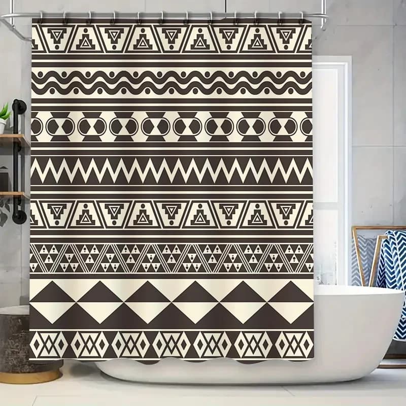 Tenda da doccia geometrica bianca nera Decorazioni per il bagno Tessuto impermeabile Design moderno per la casa