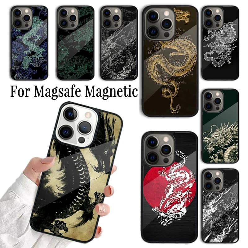 Cover per telefono Manga Cool Dragon per iPhone 17 AIR 16 15 14 13 12 11 Pro Max Plus, custodia magnetica wireless Magsafe