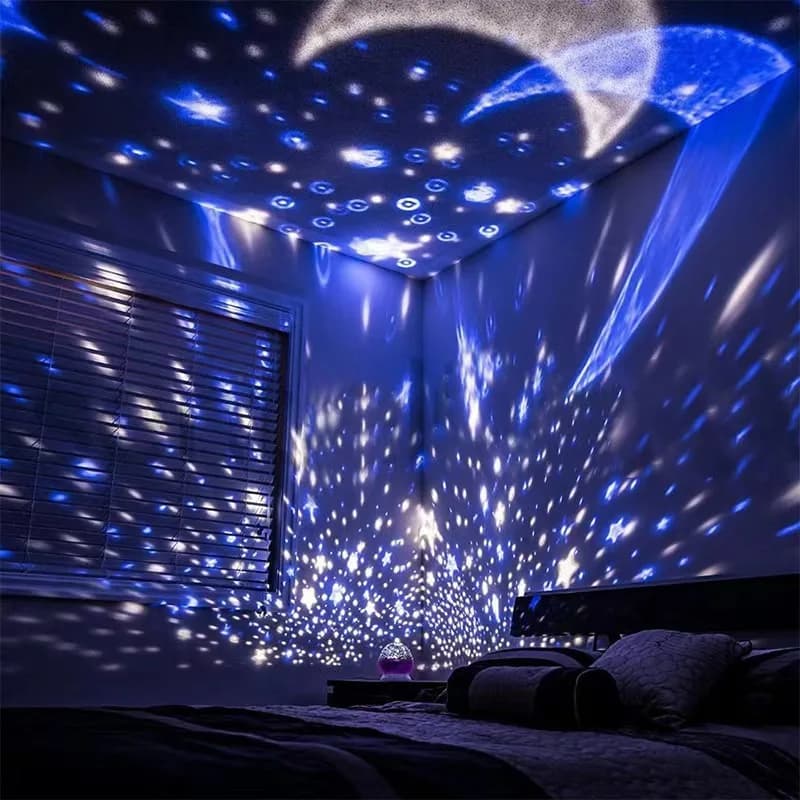 Lampada di Proiezione Cielo Stellato, Luce Notturna Romantica Rotante Colorata, Lampada da Tavolo USB per Atmosfera
