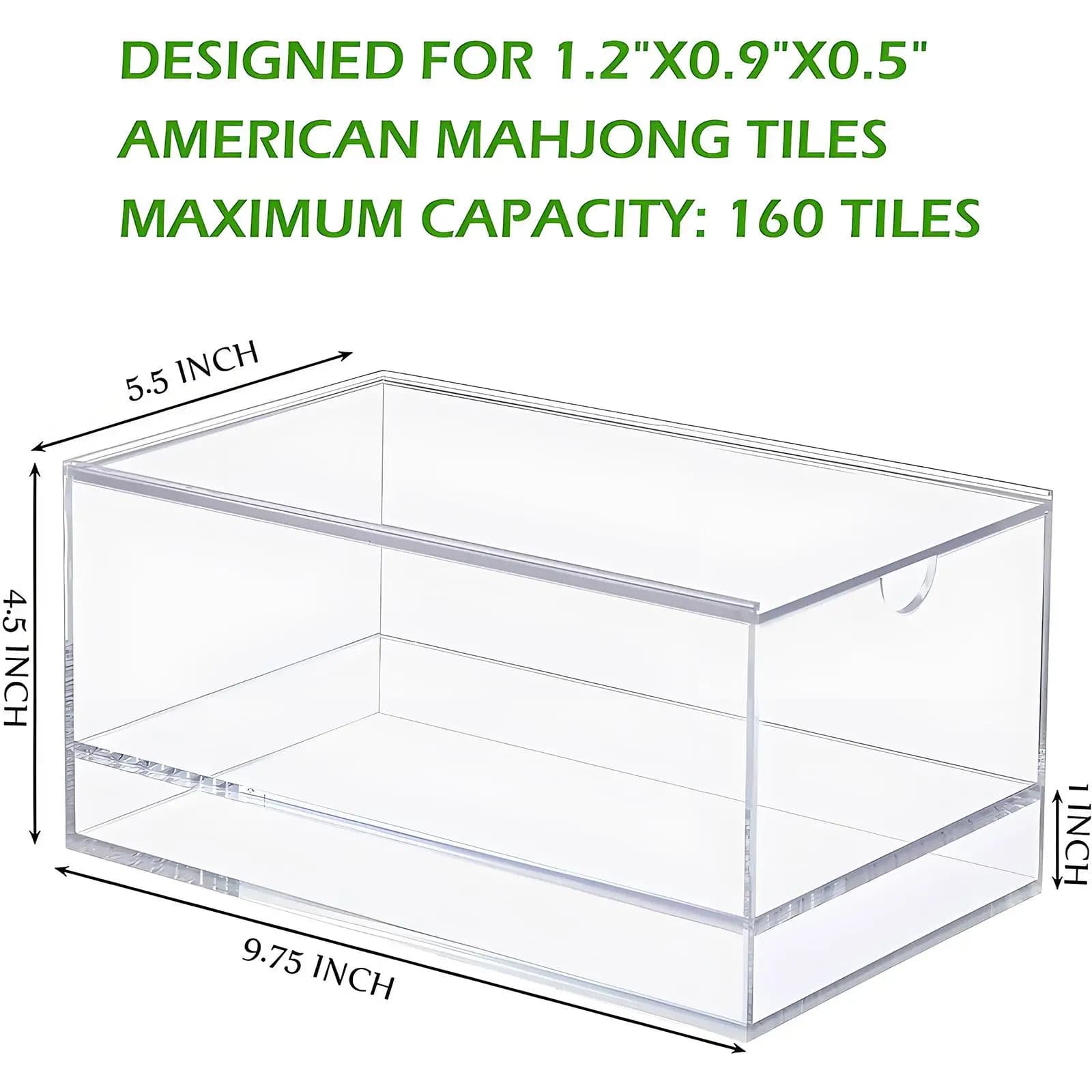 Double Compartment Clear Mahjong Organizer Acrylic Case for American Tiles Board Game Pieces and Accessories