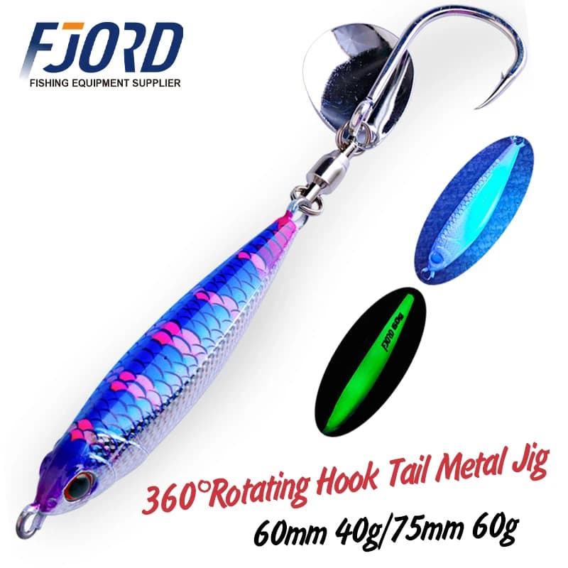FJORD Hyper Long Casting Metal Jig 30g 40g 60g 80g Richiamo di pesca Duro Acqua salata Swimbait Gancio rotante Coda Spinner Articoli per la pesca