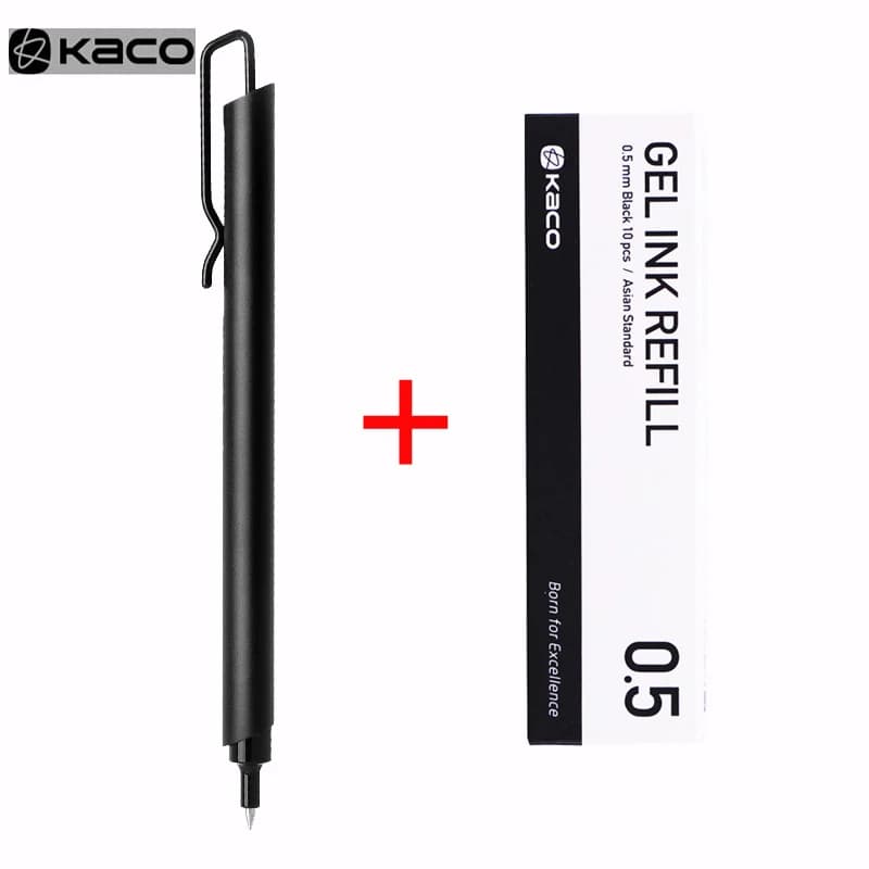 Kaco Metal Press Penna gel Penna segnaletica di fascia alta Penna a sfera da 0,5 mm Penna in metallo satinato con sensazione pesante per regalo per studenti OL aziendali