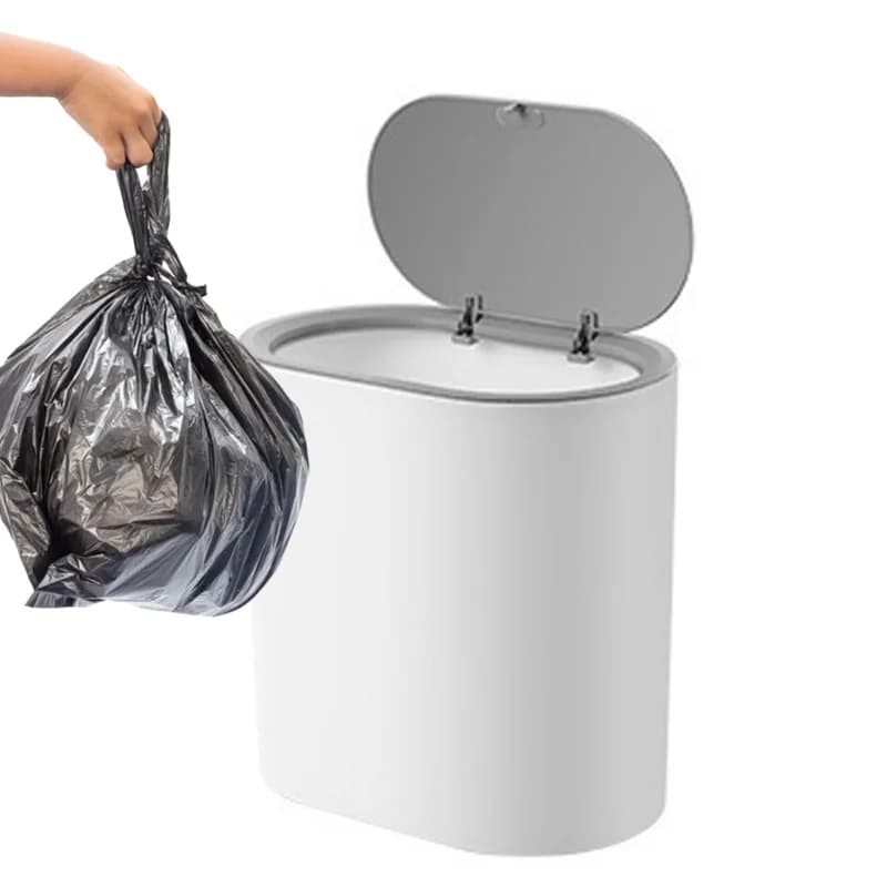 Pattumiera da bagno con coperchio Pattumiera Press Top Cestino per rifiuti Elegante pattumiera sottile Spazi compatti Cestino per rifiuti per cucina