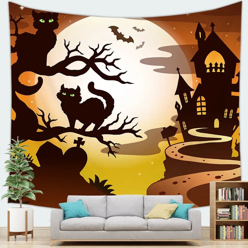 Halloween-themed background series digital-printed polyester tapestries living rooms bedrooms macrame wall hanging room