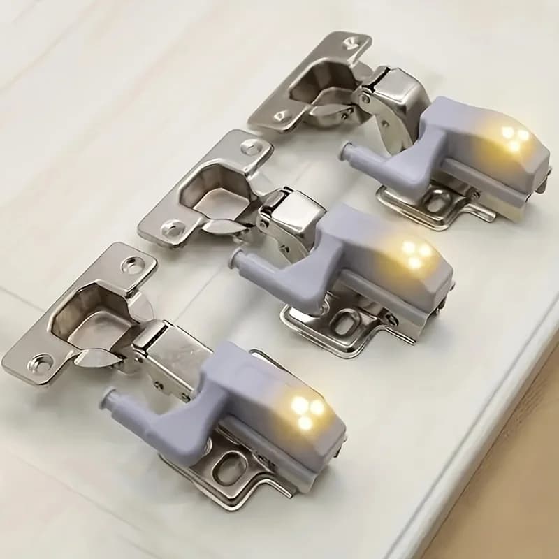 Confezione da 10 luci a cerniera facili da installare, luci a LED per ante di armadi con apertura automatica, plastica opaca, installazione semi-incassata, controllo tramite pulsante, non ricaricabili, adatte per illuminazione domestica e da ufficio, illuminazione sotto i mobili. | Luce Opaca