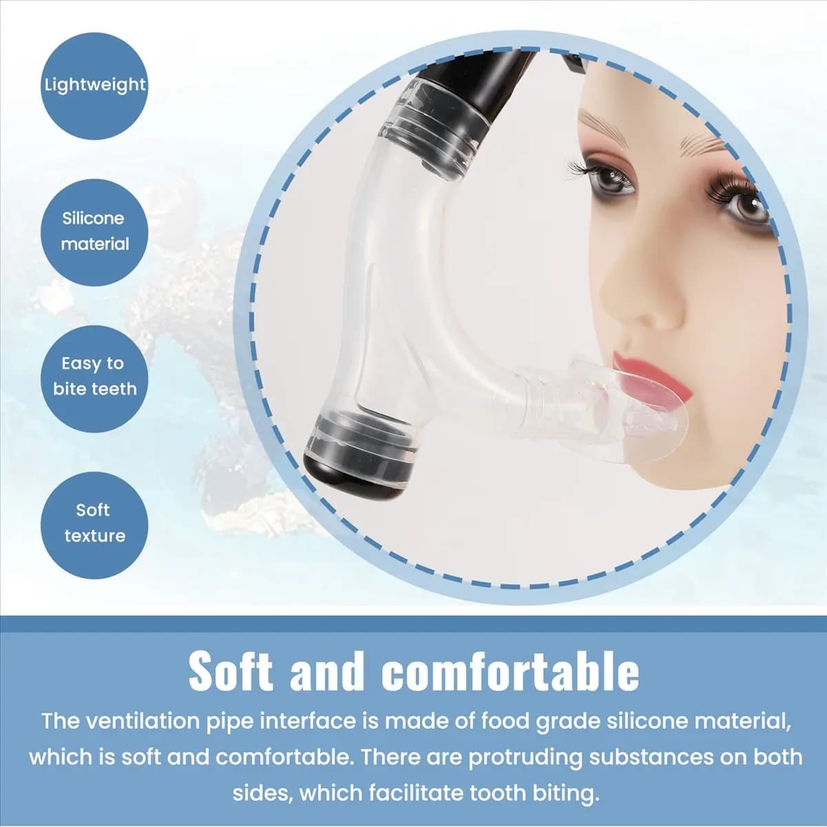 T22C Swim Training Snorkel Center Mount Front Comfortable Mounted Silicone Mouthpiece Junior Swimmers Equipment for Adult