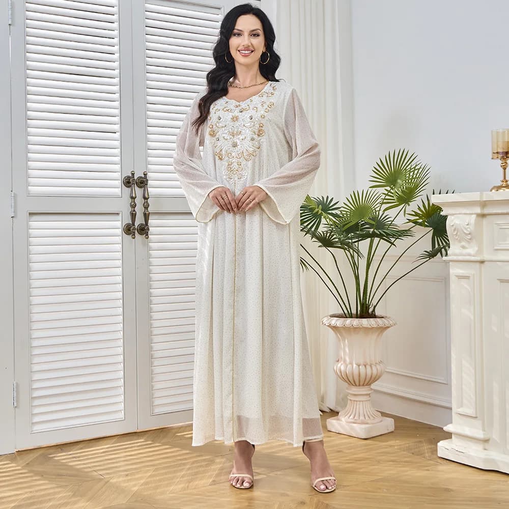 Temperamento Colletto alla moda Fiore Pendolo decorativo Abito a maniche lunghe 2025 Autunno e inverno Nuova moda Abbigliamento donna