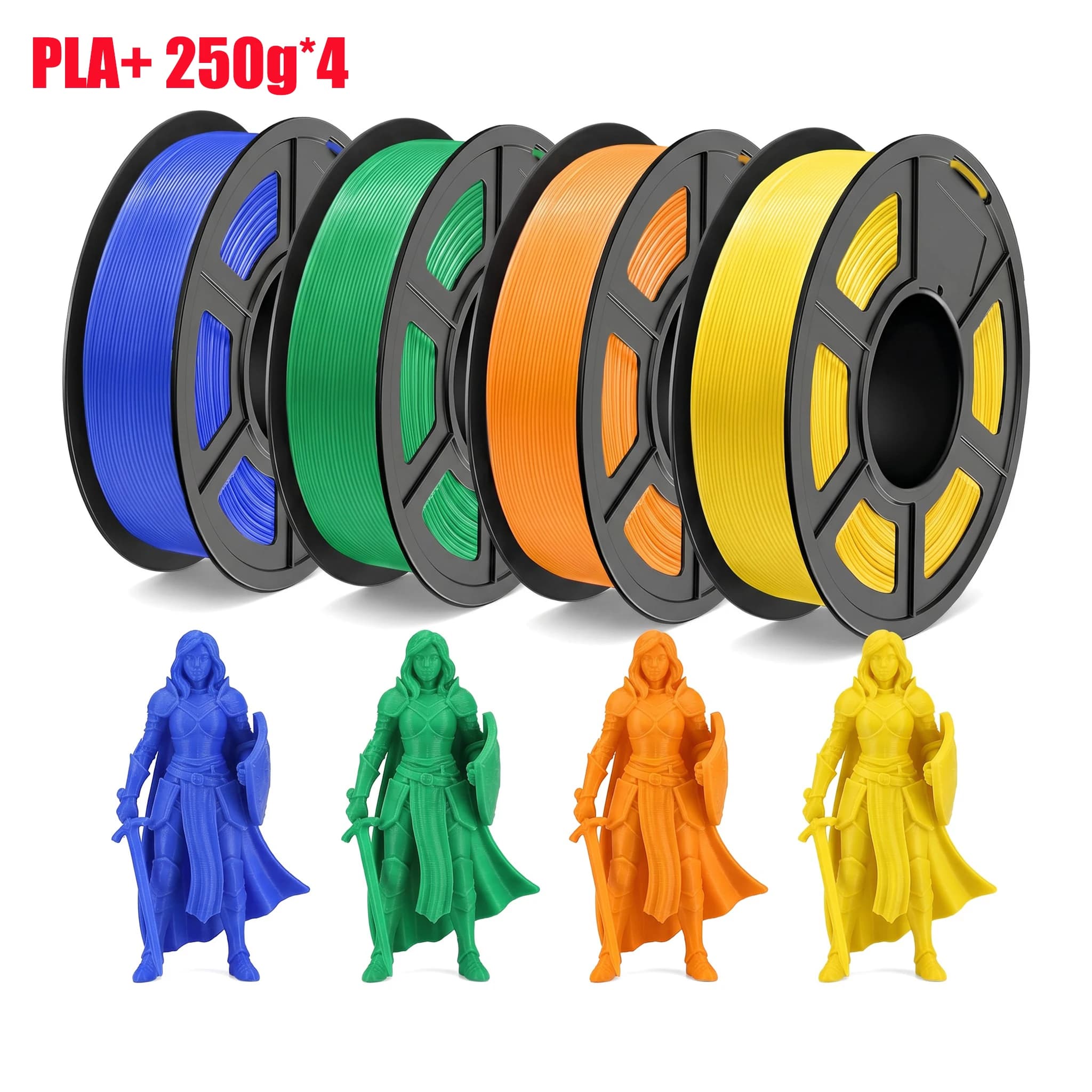 High Speed Rapid PLA 3D Printer Filament Bundle 1.75mm 1KG Total 4 Colors 250g Per Reusable Spool Dimensional Accuracy ±0.02mm