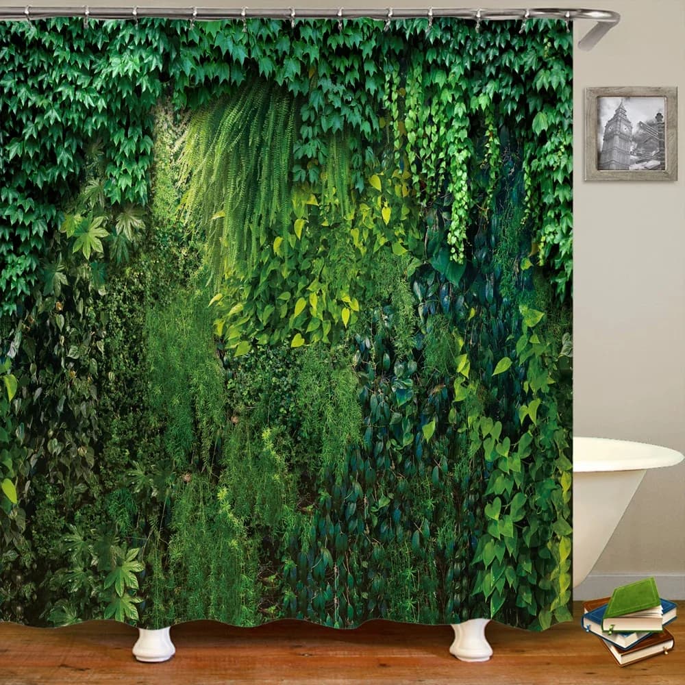 Tenda da doccia con paesaggi naturali serene con ganci Decorazione ambiente esterno per bagni, occhielli rinforzati e facile da pulire