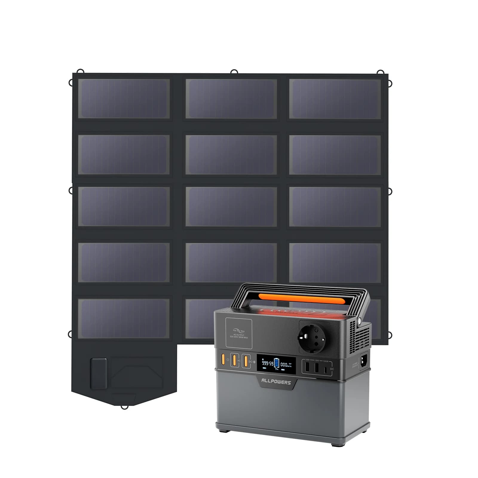 ALLPOWERS S300 PLUS Centrale elettrica portatile Generatore solare 288Wh e pannello solare pieghevole SP012 100W per viaggi, campeggio, camper, giardino