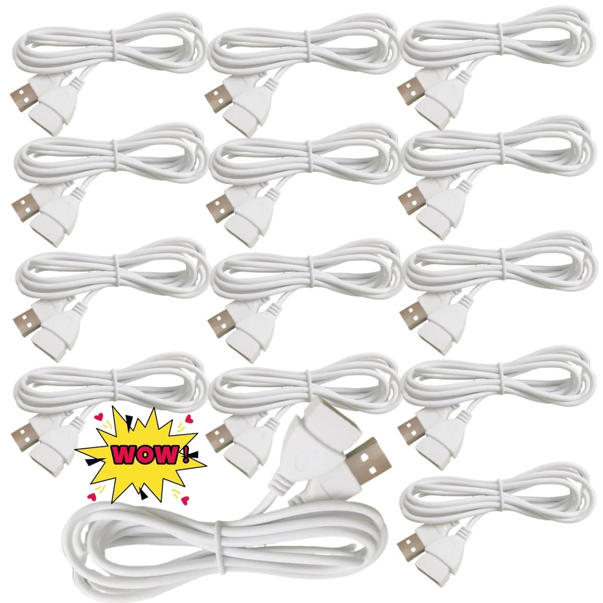 1 ~ 10PCS Linea dati bianca beige Ampio cannocchiale di applicazione Pezzi di ricambio Cavo di prolunga USB maschio a femmina USB maschio a femmina