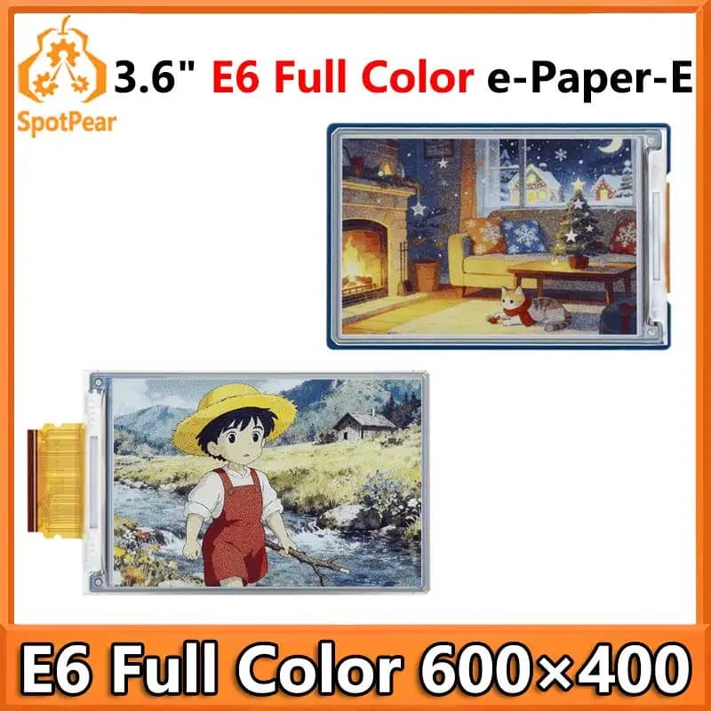 Raspberry Pi E-Paper HAT 3.6 inch + (E) E-Ink E6 600x400 color display for Arduino /STM32 /ESP32