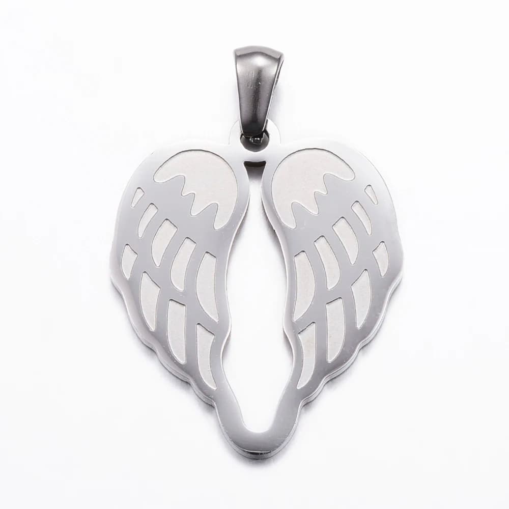 1Pcs 304 Stainless Steel Pendants Resistant Wing Pendant Charm Stainless Steel Color Pendant Accessory for Necklace Bracelet