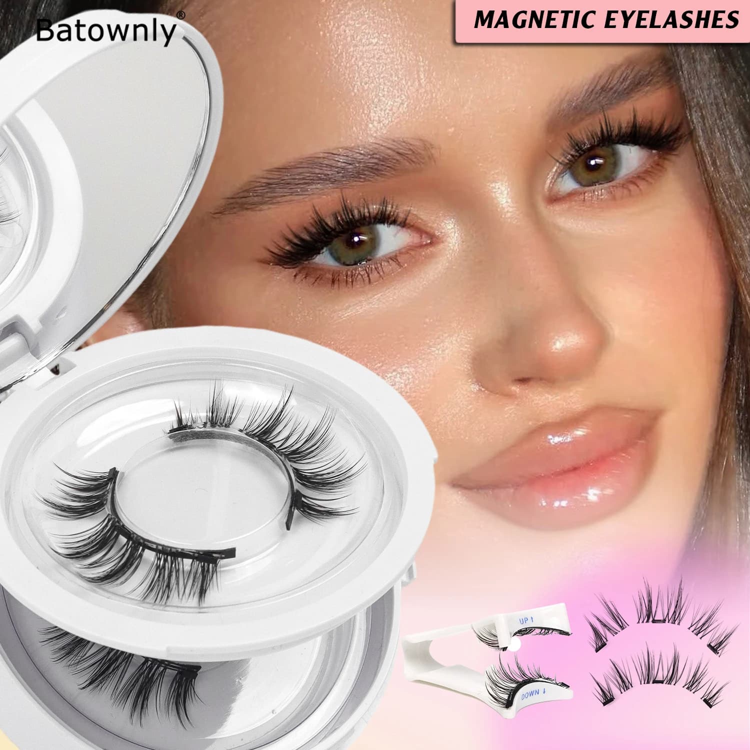 2 Pairs of Magnetic Eyelashes, Magnetic False Eyelash Set, Natural Sunflower Style Eyelashes, Comes with Mirror and Tweezers, Easy to Carry, Reusable, Suitable for Sensitive Eyes, Waterproof, No Glue Needed, Soft and Comfortable, Suitable for Daily Wear