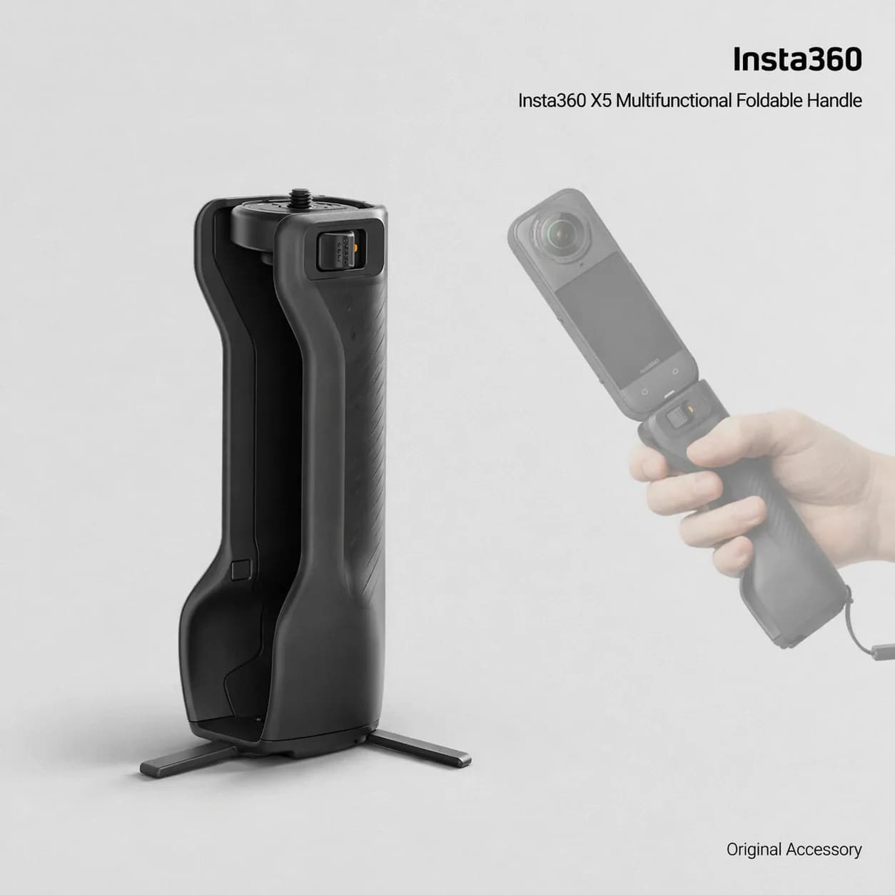 Insta360 X5 Impugnatura Multifunzione Pieghevole, Supporto Protettivo Portatile, Mini Treppiede, Accessorio per Supporto da Tavolo