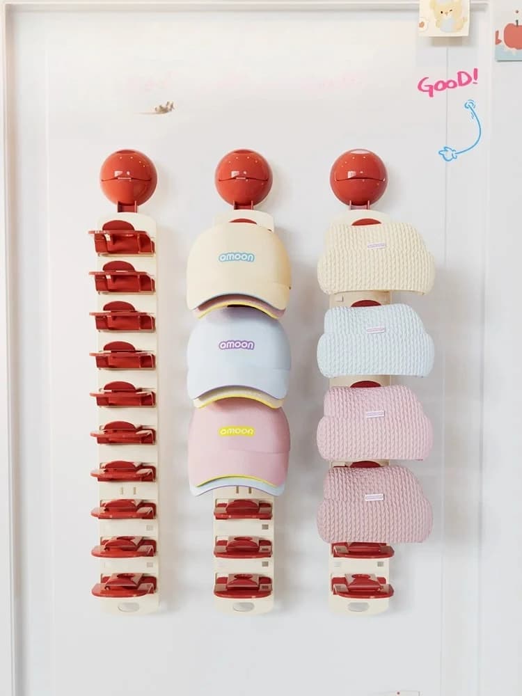 Organizzatore per cappelli senza foratura, appendiabiti da parete per sciarpe e cappelli, gancio appendiborse da appendere dietro la porta
