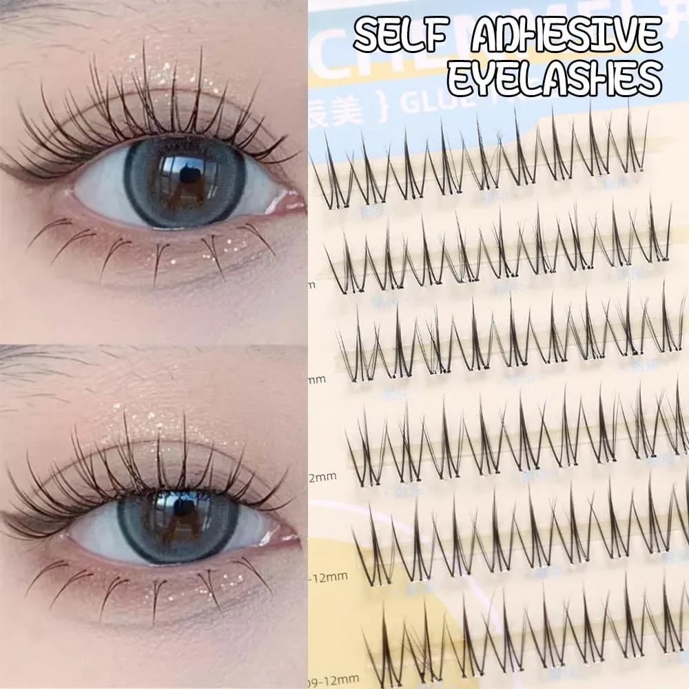 Ciglia finte autoadesive individuali Fascia trasparente Ciglia a grappolo segmentate Trucco per estensione ciglia inferiori Manga naturale e sottile