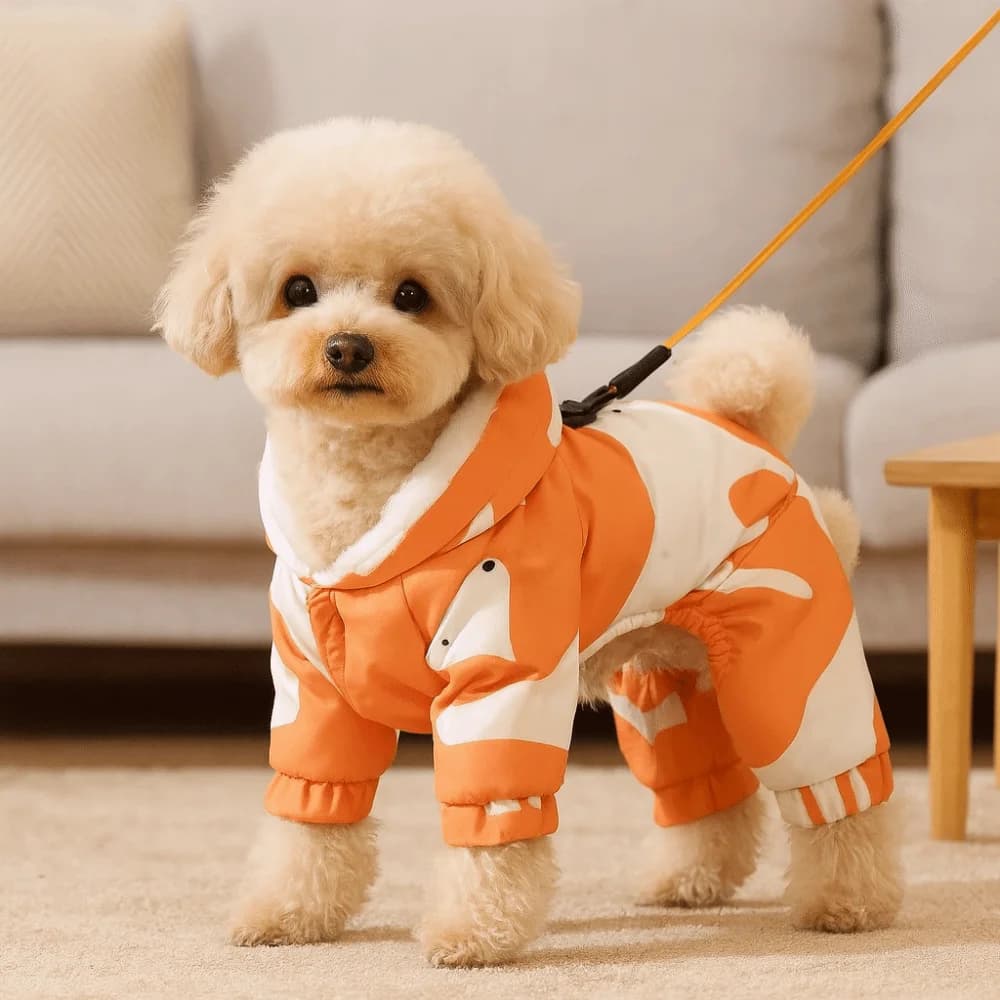 Cute Warm Dog Winter Clothes Splash-proof Thick Pet Outdoor Clothing Anti-Shedding Fleece Lined Dog Fleece Jacket Daily Walk