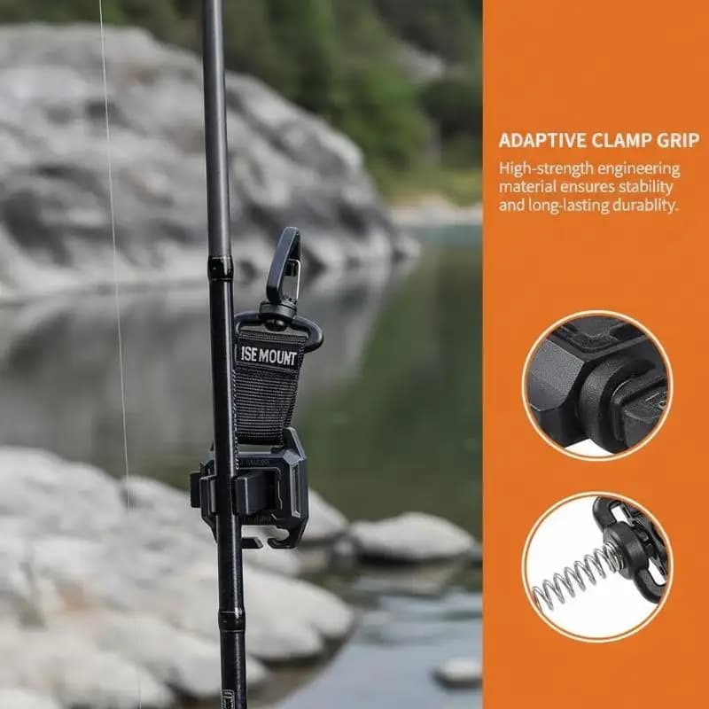 Multifunctional Fishing Rod Clip with Adjustable Strap and Buckle, Cane Holder, Sport Fishing Equipment