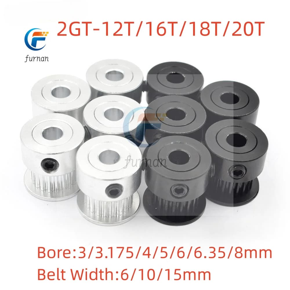 GT2 12T 16T 18T 20 Denti 2GT Puleggia Dentata Foro 3 3.175 4 5 6.35 8mm Parte Per Larghezza 6 10 15mm Cinghia Dentata Stampante 3D Parti CNC
