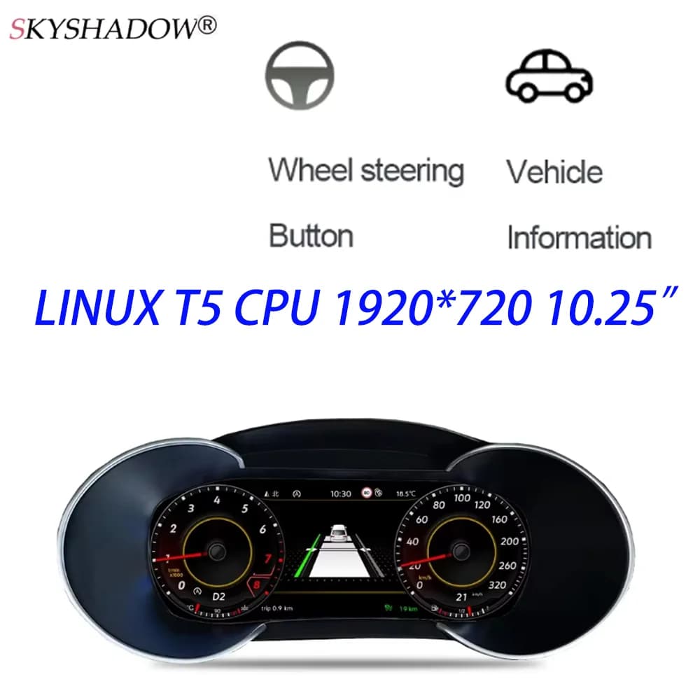 12.3'' For Audi A3 2014-2020 Car Anti-glare LCD Dashboard Speedometer 10.25'' HUD Digital LCD Instrument Cluster Panel Cockpit