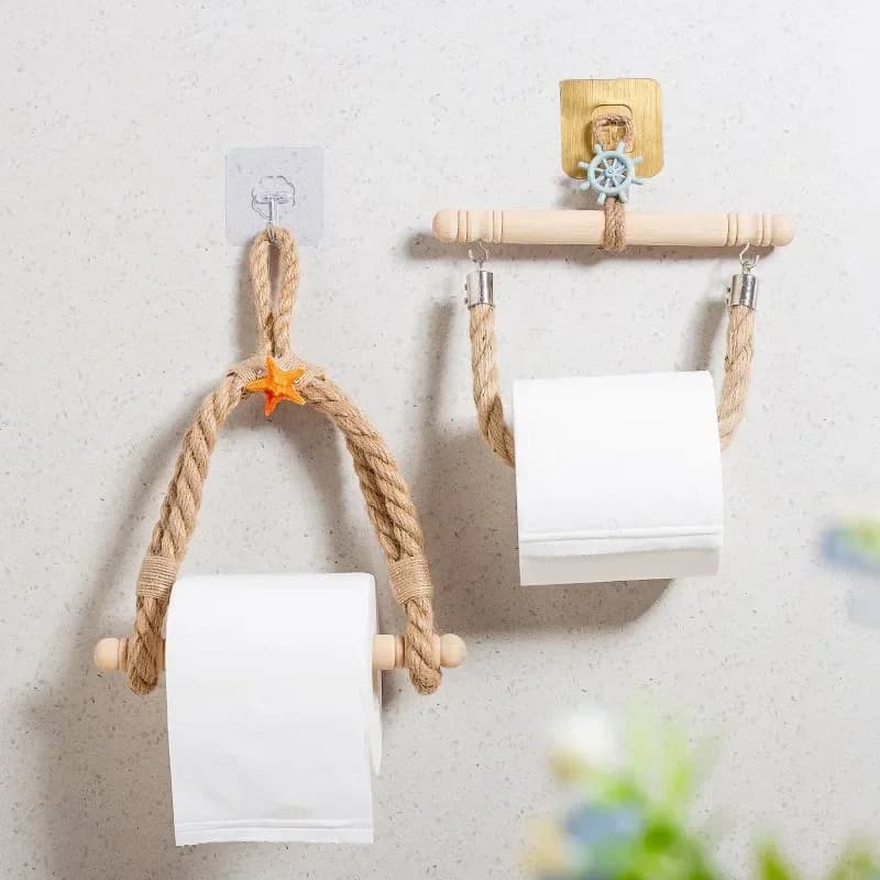 Porta carta igienica a parete, asciugamano in legno, corda sospesa, casa, hotel, bagno, decorazione, accessori per rack, supporto per carta igienica