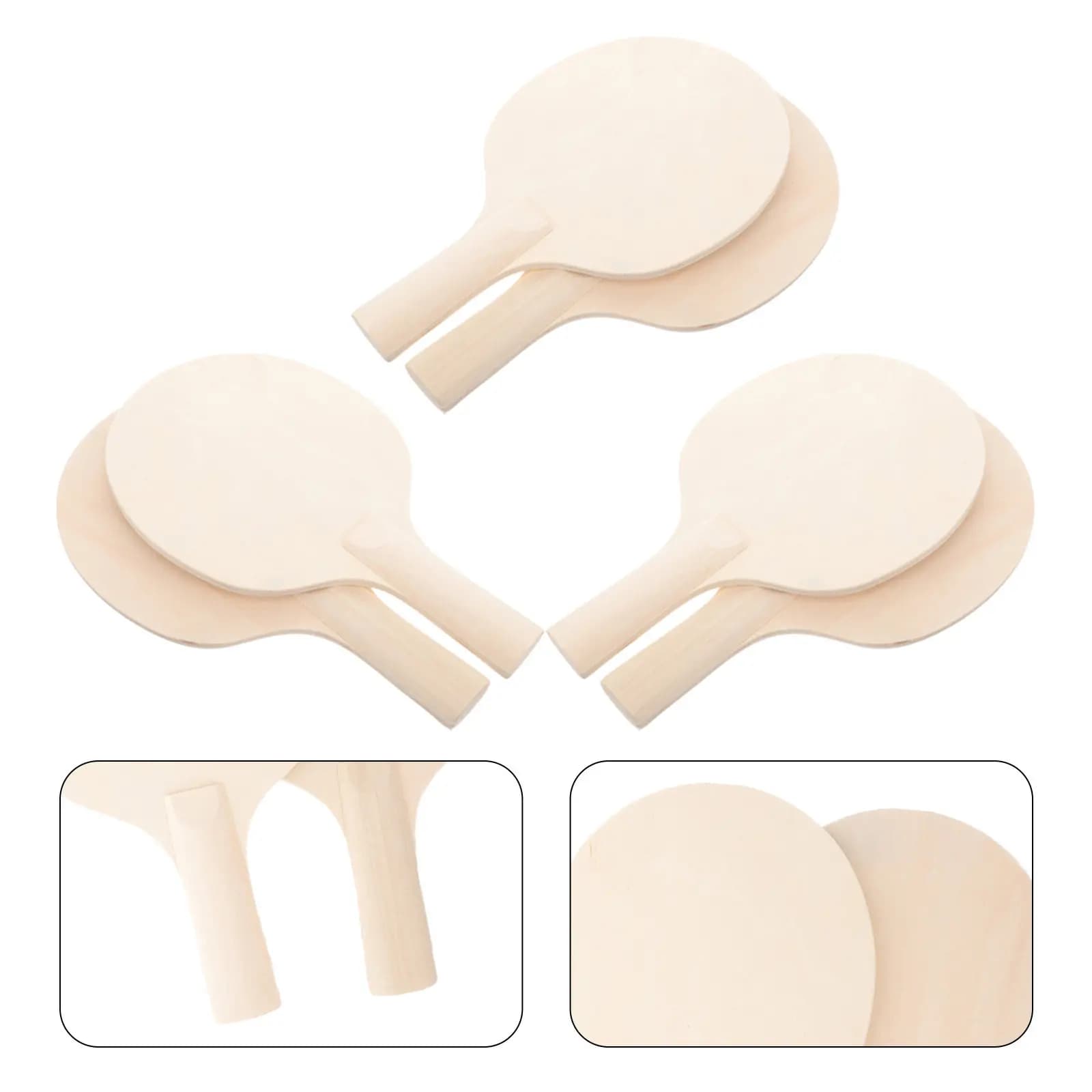 Set di 6 Racchette da Ping Pong in Legno Non Finite per Fai-da-Te e Decorazioni