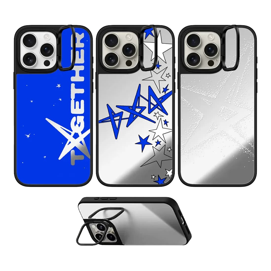 Simple Lines Stars Mirror Surface Protective IPhone Case Cover for 16 15 14 13 12 Pro Max Case
