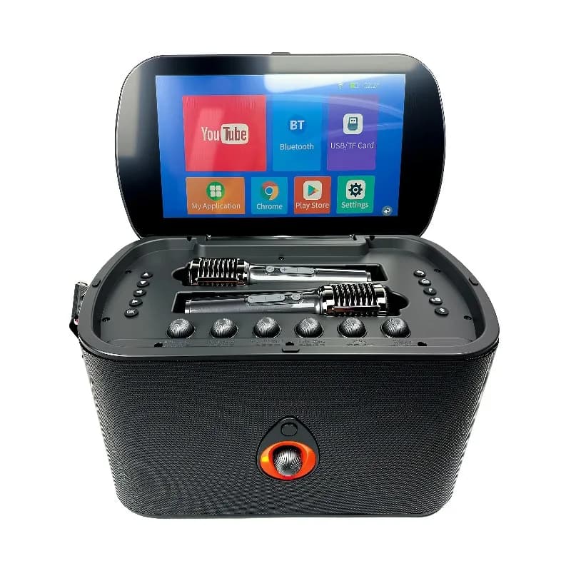 All-in-One Android Karaoke Machine 12-inch Touch Screen Wireless Microphones 5-inch Speakers Cloud Song Ordering Portable PA