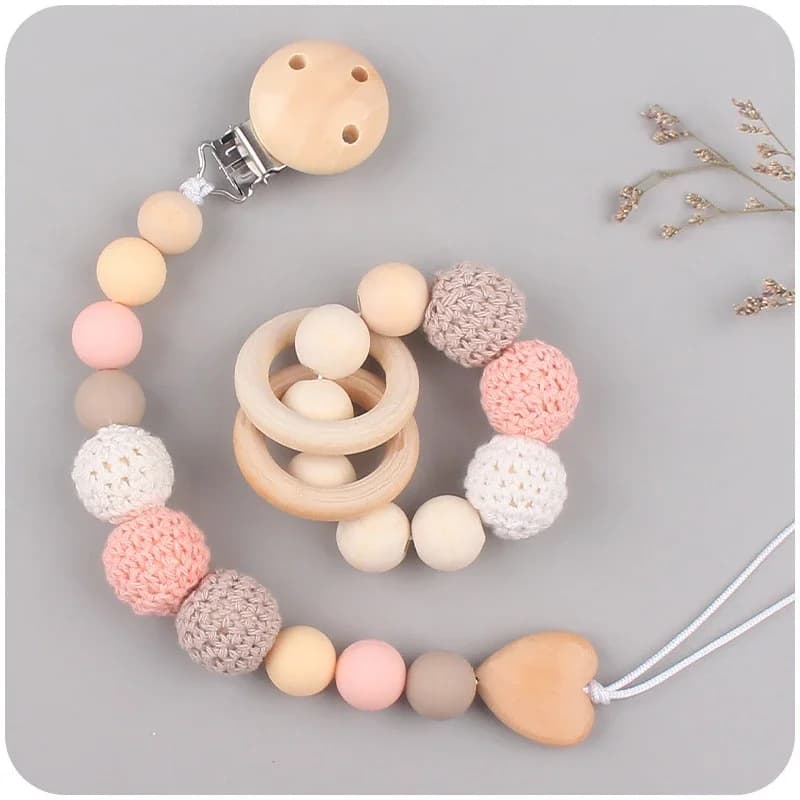 1-2 pz Nuovo Bambino Ciuccio Pinze Massaggiagengive Braccialetto Neonati Catena Carino Grande Uncinetto Colore Palla di Lana Neonato Manichino Capezzoli Titolare Clip