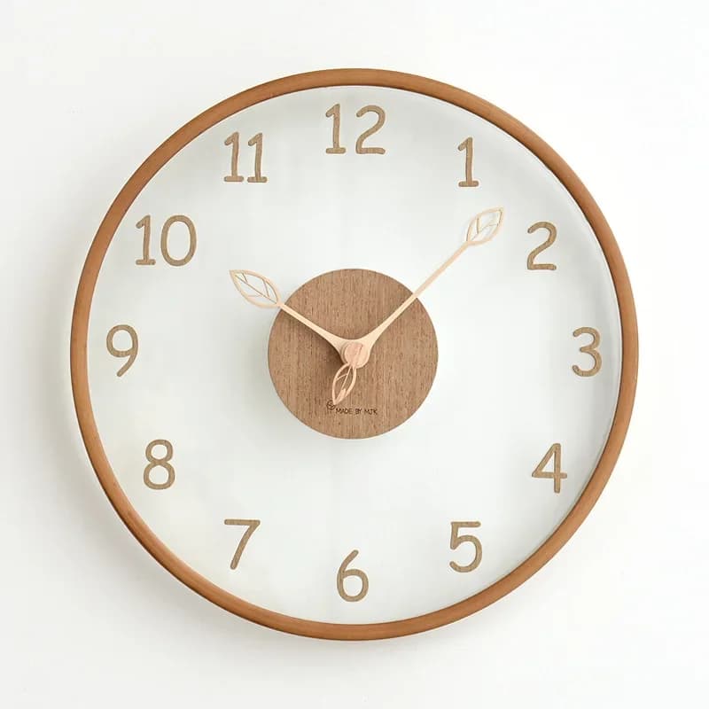 Solid Wood Transparent Glass Wall Clocks Stylish Minimalist Living Room Wall Clock Luxury Nordic Creative Home Decoration Clocks