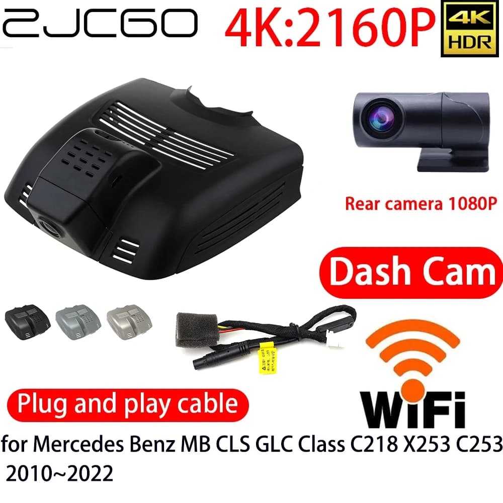 ZJCGO 4K Auto DVR Dash Cam Wifi Front Camera Rear 24 Hour Monitor for Mercedes Benz MB CLS GLC Class C218 X253 C253 2010 ~ 2022