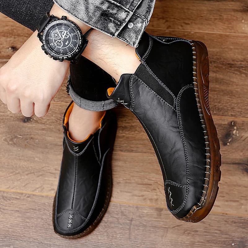 Nuove Scarpe Classiche da Uomo in Pelle Fatte a Mano con Cerniera, Sneakers da Esterno, Scarpe Casual Basse da Lavoro, Stivaletti