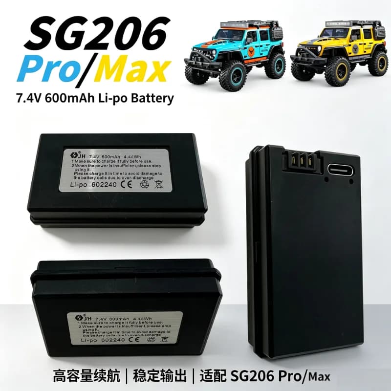1/2/3/4/5Pcs SG206 MAX PRO Battery Original Accessories 7.4V600mAh / Use For SG206 MAX PRO RC Car Parts