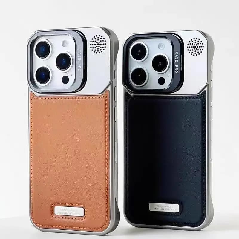 Custodia MagSafe di alta gamma con effetto pelle per iPhone 17 Pro Max 16 15 14 13 12 11, con supporto per lenti in lega e cover rigida in PC per ricarica wireless