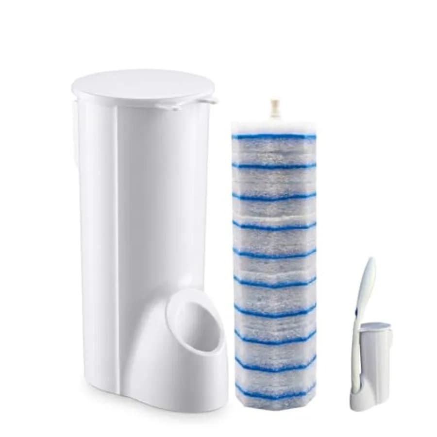 Supporto per Scovolino WC Senza Scovolino, 1 Porta Scovolino e 10 Confezioni di Ricariche per Spazzole, Kit Spazzole Monouso, Kit di Pulizia WC con Supporto, Wa