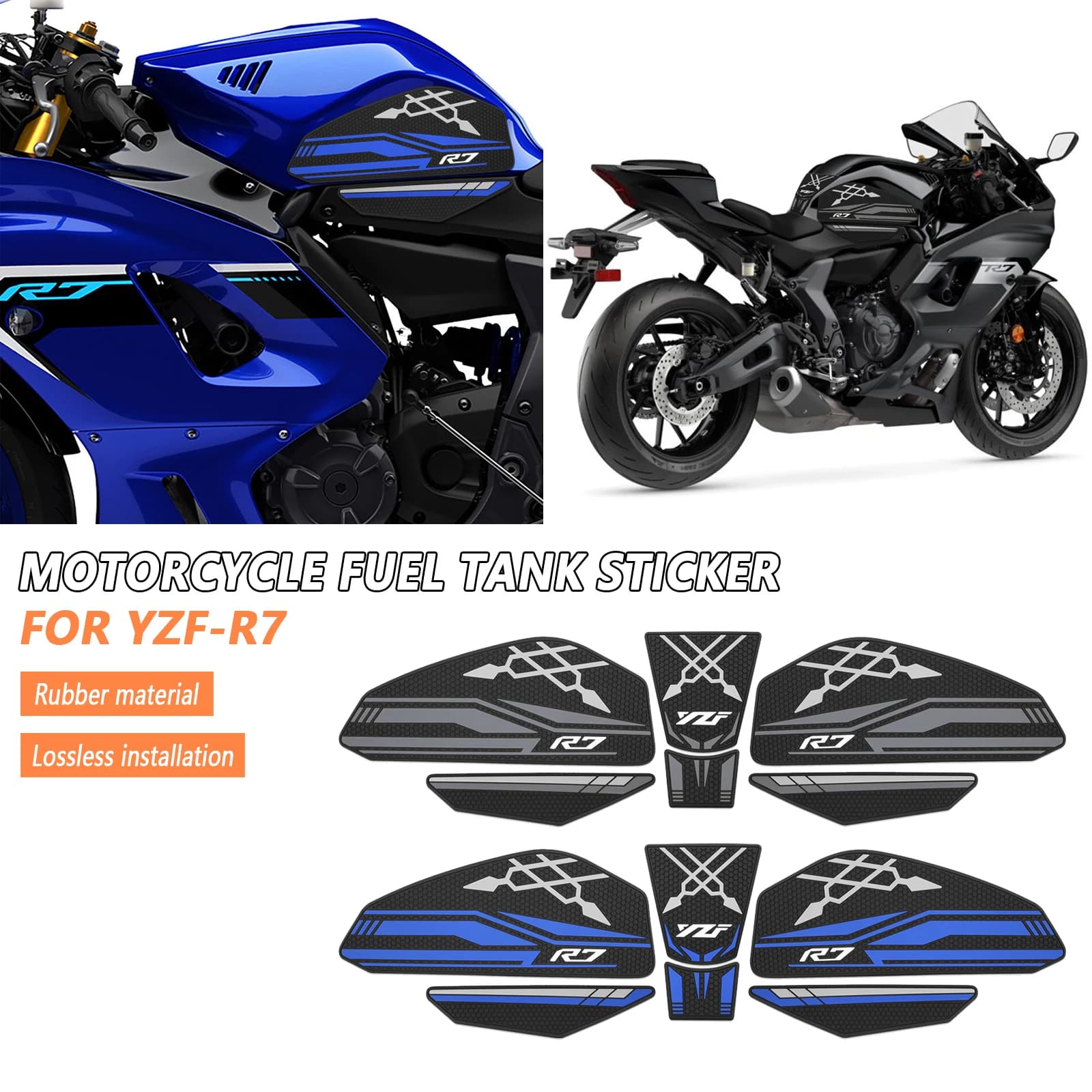 For Yamaha YZF-R7 YZFR7 2021-2025 2024 Motorcycle Relief of the Tank Armed Manopoles Lateral Gas Oil Fuel Ginocchio Decalcomanie protection YZF R7 2025