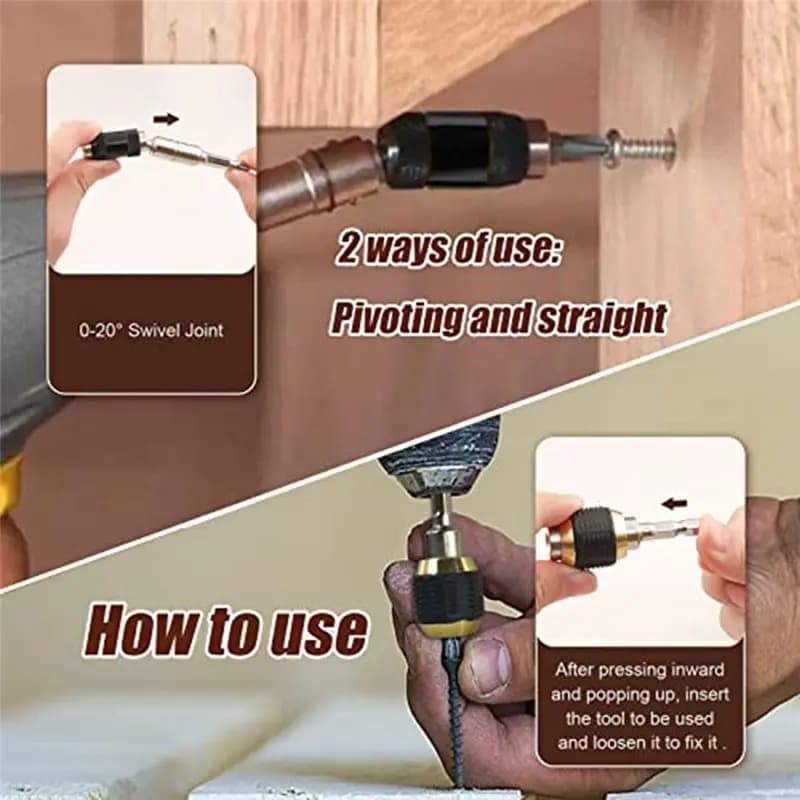 A13M Drill Bit Holder Extension 6Pc Flexible Magnetic Swiveling Bit Tip Holder Bar Set Chuck Adapter Extender Impact Driver