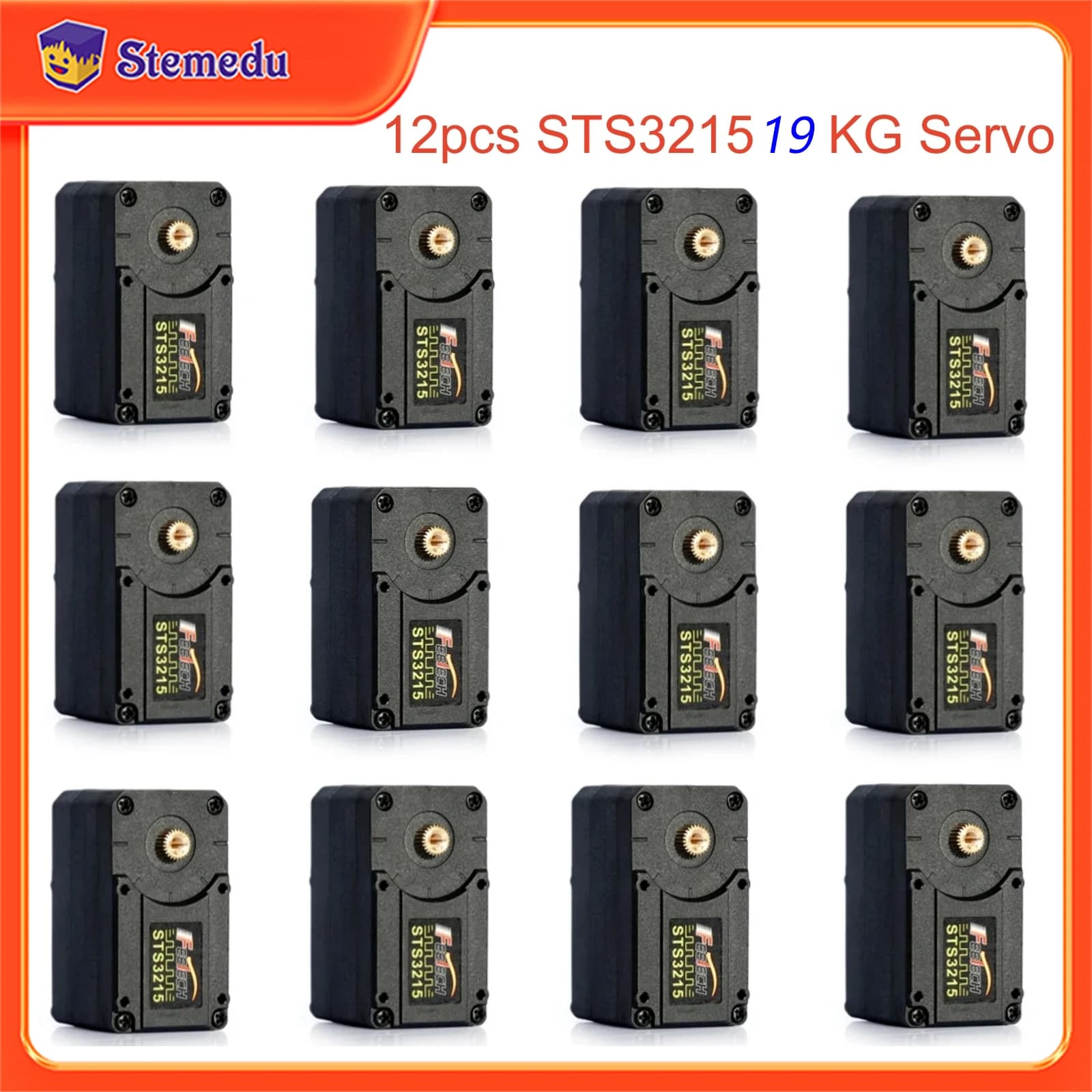 12PCS Feetech STS3215 19KG 7.4V 360 gradi doppio asse TTL String Robot RC servomotore per SO-ARM100 braccio aperto standard 100 Beta