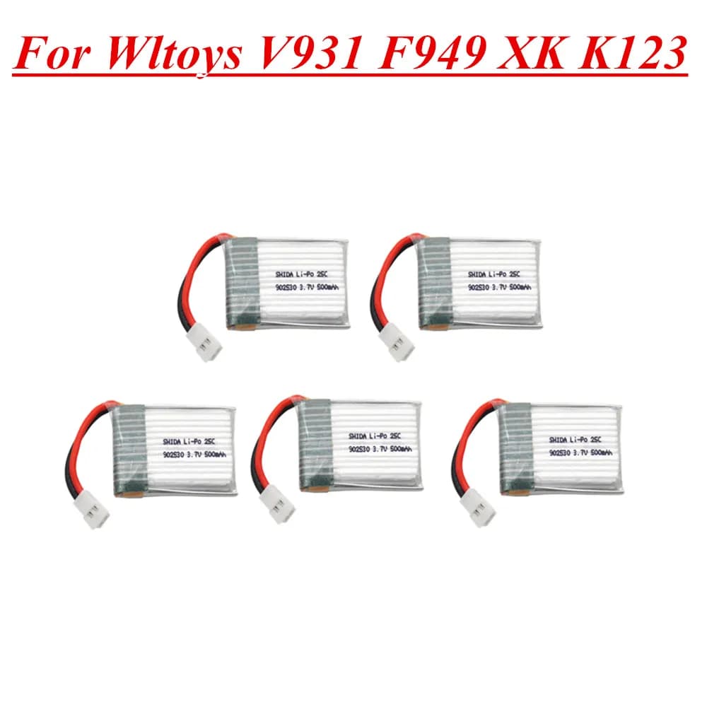 3.7V 500mAh 902530 25C batteria LiPo per Wltoys V931 F949 XK K123 6Ch RC elicottero pezzi di ricambio 1s 3.7v batteria