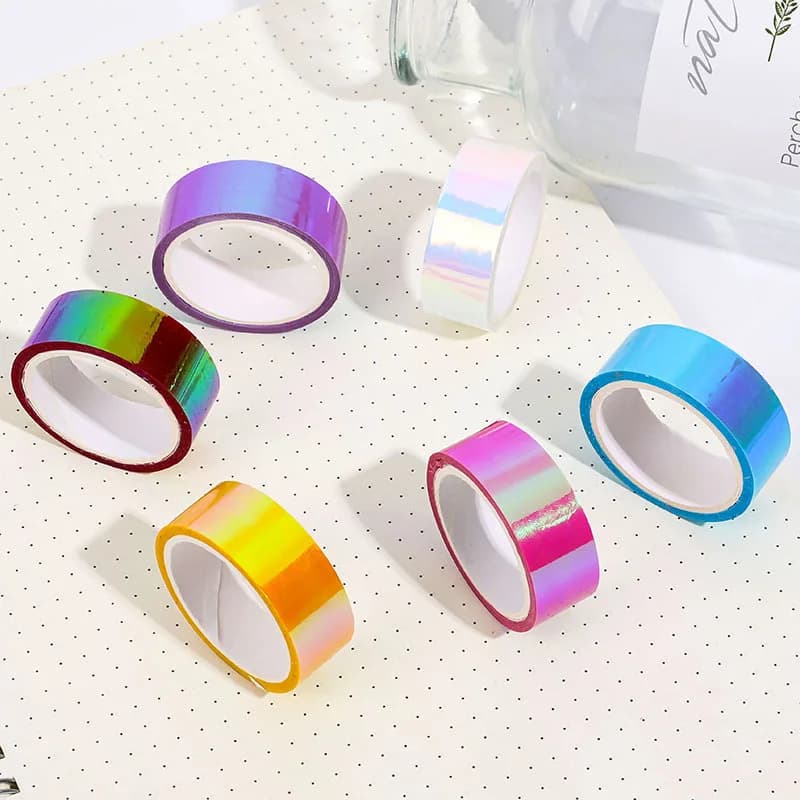 5m Laser Glitter Washi Tape Decorative Adhesive Masking Scrapbooking Girl Album Stationery Tape stationery stickers photo Diary