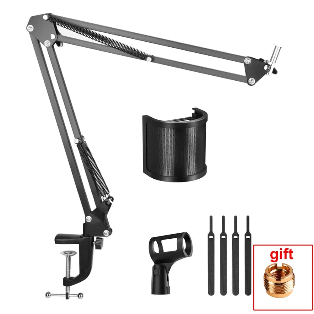 Supporto per microfono Supporto per braccio a sbalzo a forbice in metallo Supporto per microfono pieghevole da tavolo Staffa per streaming live per microfono K669B K670 K683A