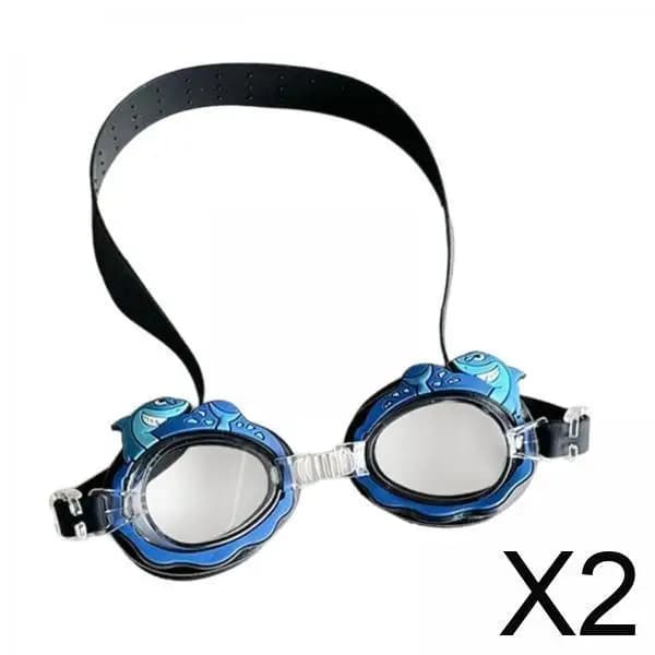 2xChildren's swimming glasses Clear Vision Professional swimwear for cartoons Dark blue shark