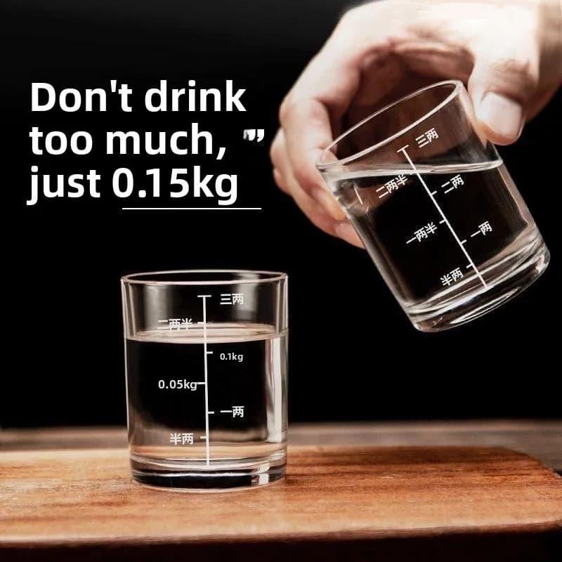Chinese Style Glass White Wine Cup Set with Scale Calligraphy Design Three Gills Cup Transparent Liquor Cup Home Use Drinkware