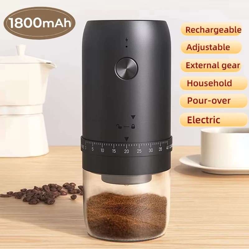 Macinacaffè elettrico 1800mAh Macinacaffè esterno Macinacaffè per fagioli Macchina per caffè ricaricabile regolabile Nuovo