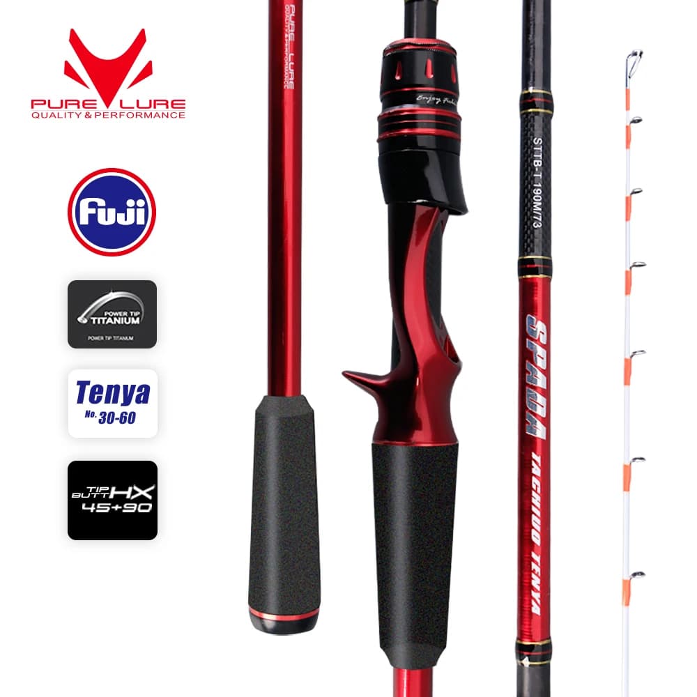 PURELURE Tenya 30 - 60 Punta in titanio super leggera Cutlass Pesce Seppie Polpo Pesca 190 cm Casting 8:2 Azione Calamari Barca